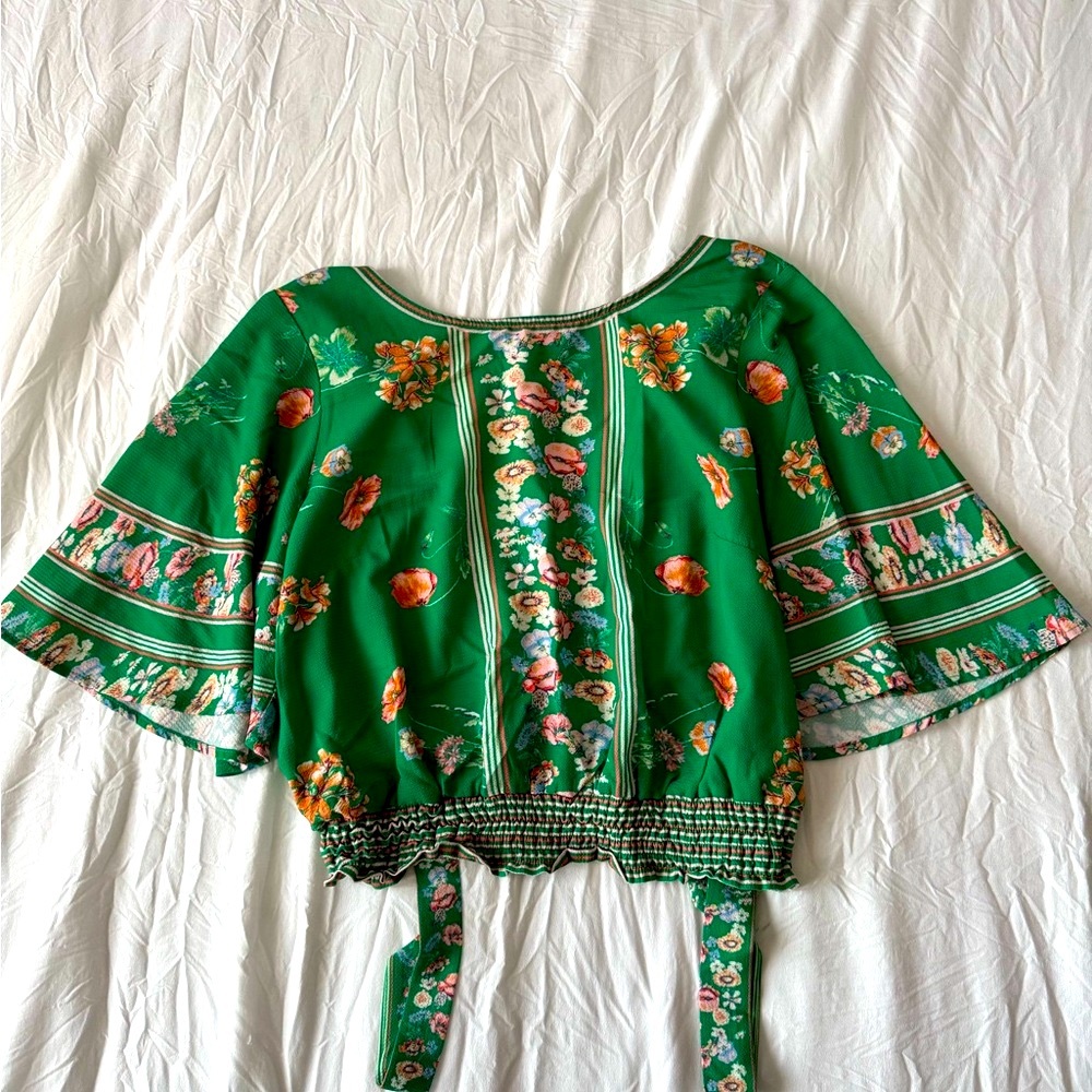 Floral Green Women's Crop Top